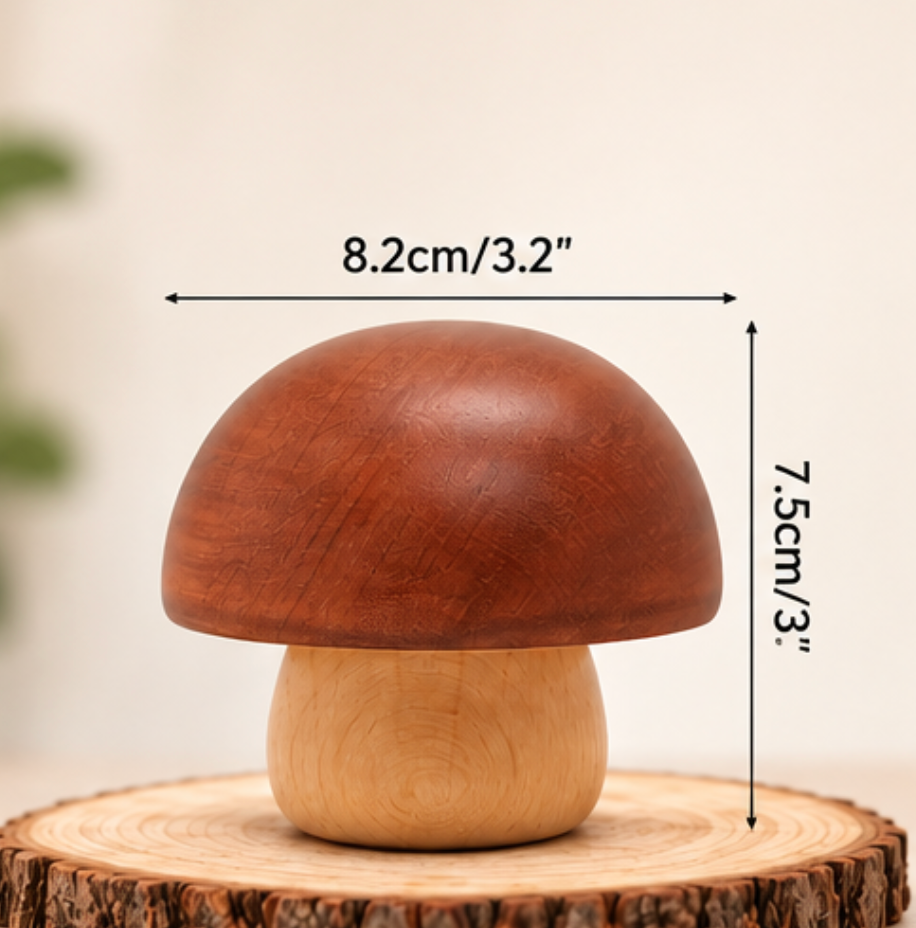 Wooden Mushroom Music Box – Rotating Wind-Up Keepsake | Choice of Melody